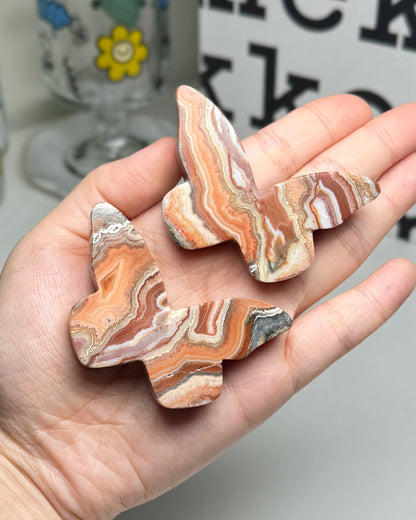 Pink Lace Agate Butterfly
