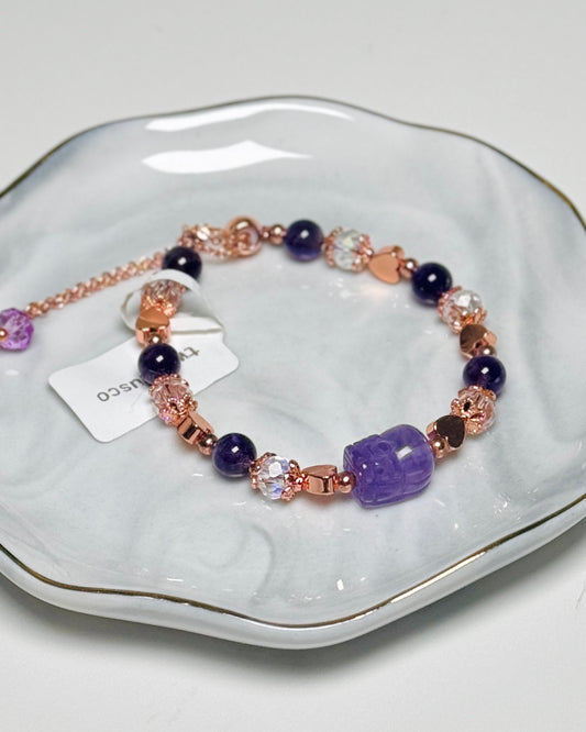 Pixiu Amethyst Small Push Pull Bracelet