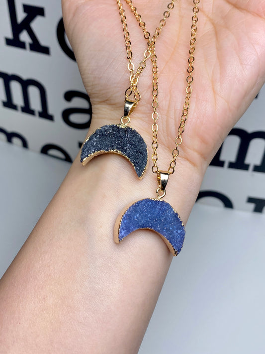 Dyed Agate Druzy Moon