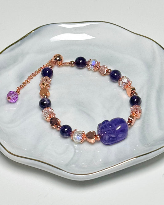 Pixiu Amethyst Big Push Pull Bracelet