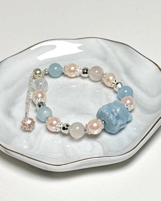 Nine Tailed Fox Aquamarine Push Pull Bracelet