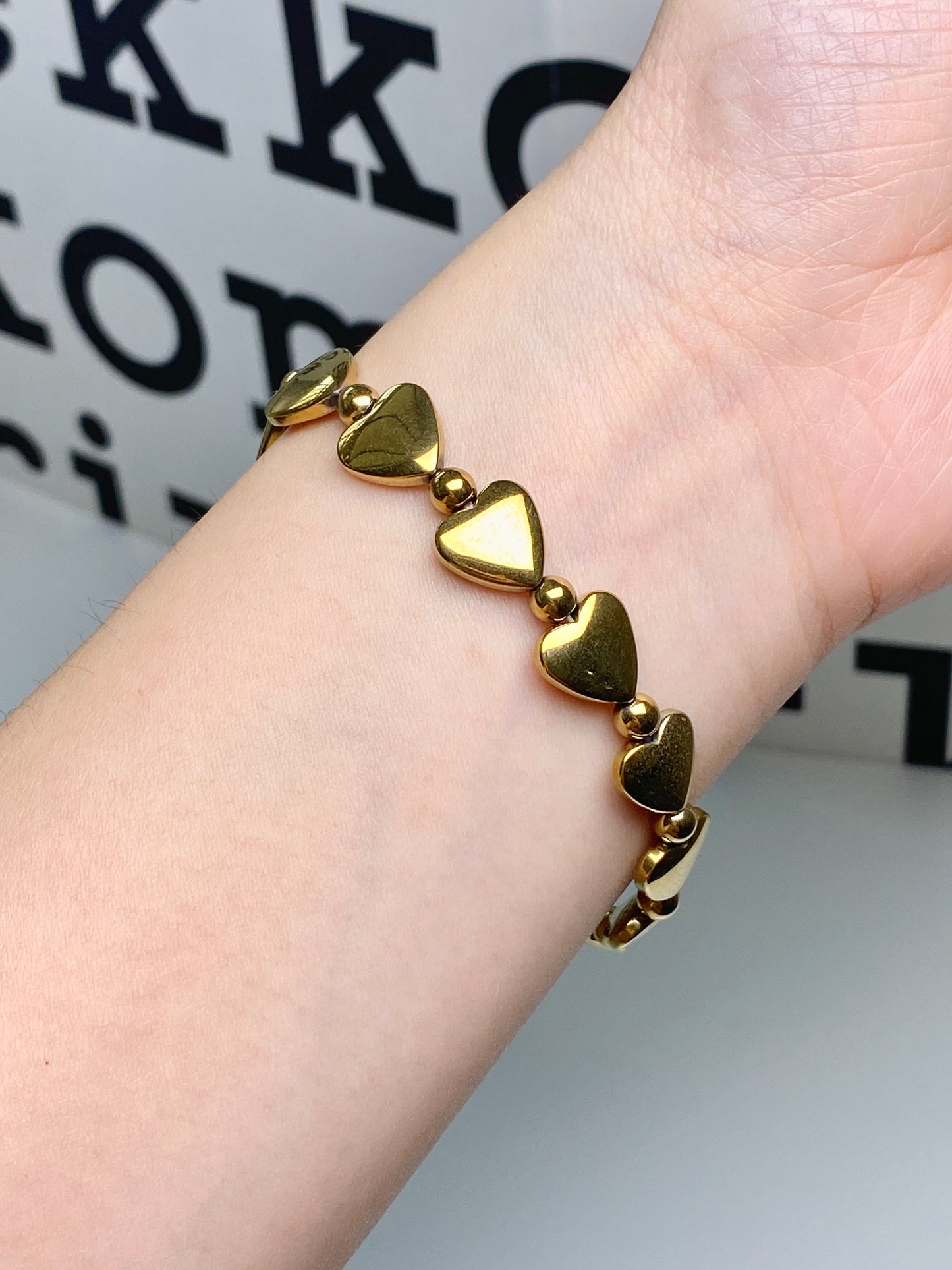 Golden Hematite Heart Bracelet