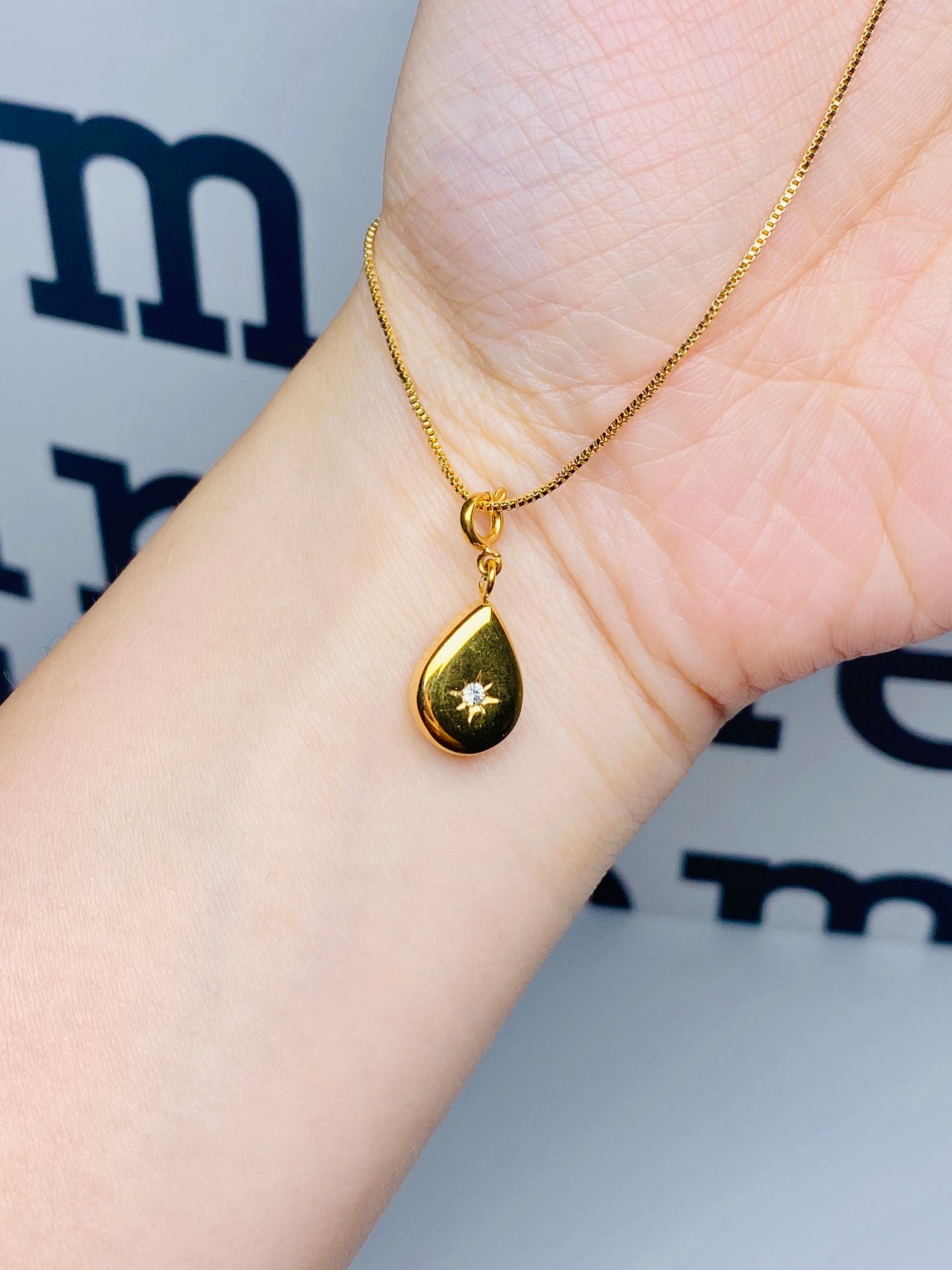 Stellar Teardrop 18k Gold Plated Necklace