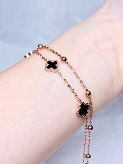 Double Layers Charm 18k Rose Gold Plated Bracelet