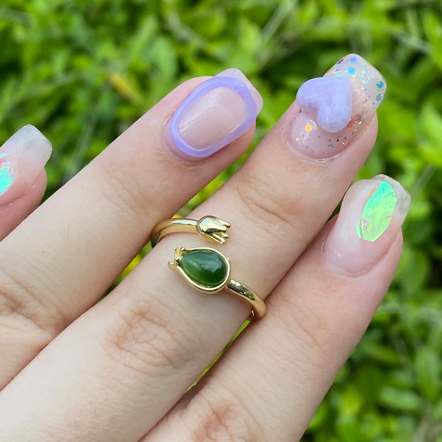 Jade Flower Ring