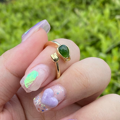 Jade Flower Ring